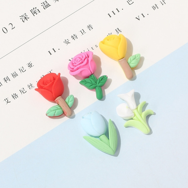 [최소50개]  F062 파스텔 장미 튤립 꽃 파츠 모형 데코덴 탑꾸 폰케이스 만들기 꾸미기 공예 재료